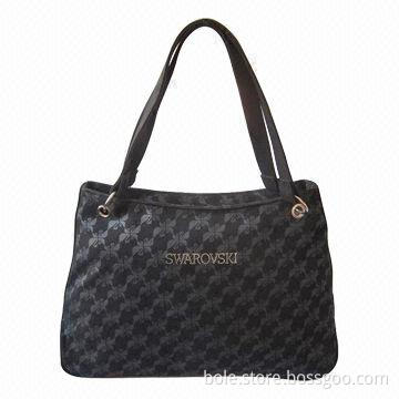 Branded Name Canvas Handbag with Stone Logo and Full Printing Logo, Can be Customized